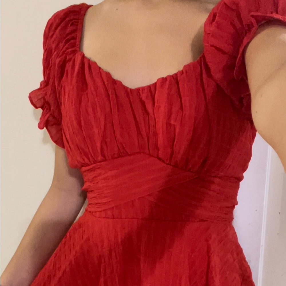 Red Ruffled Dress - Picture 3 of 6